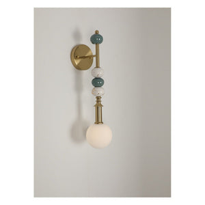 JS-GL-3520-1 - Antique Brass Metal & Glass Marble Wall Light