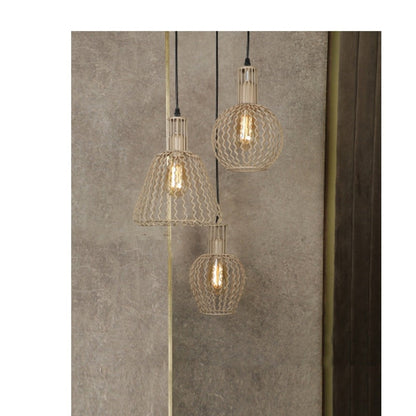 JS-GL-3536970-3 - BEIGE & BLACK Metal Hanging Light