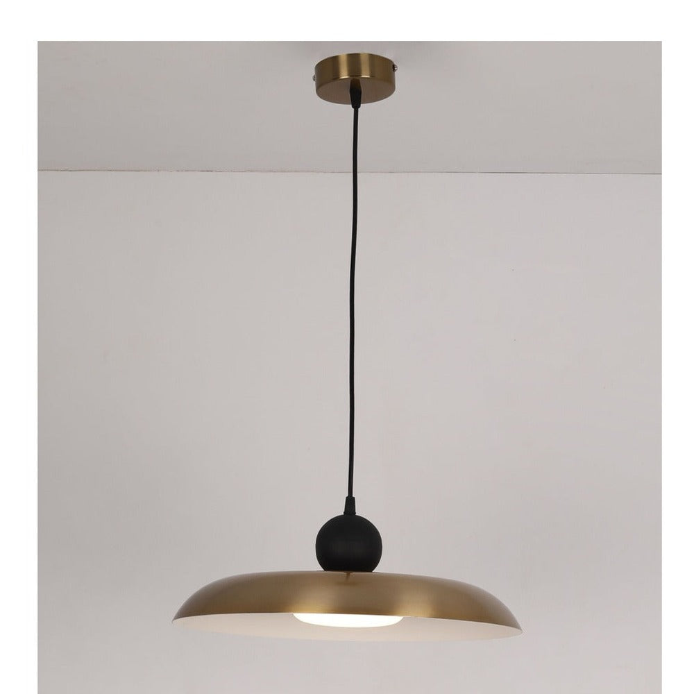 JS-GL-3555-H - Antique Brass & White & Black Metal & Acrylic Modern Hanging Light