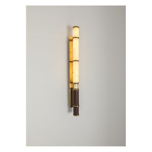 JS-GL-3580 - Antique Brass & Dark Wood Metal & Onyx Marble Wall Light