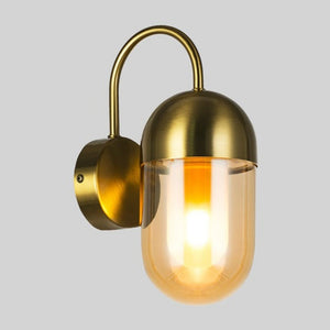 JS-GL-3588-1 - Antique Brass Metal & Glass Modern Wall Light