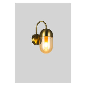 JS-GL-3588-1 - Antique Brass Metal & Glass Modern Wall Light