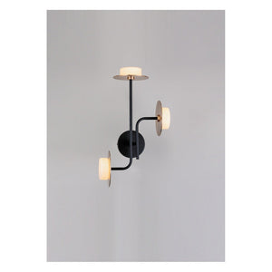 JS-GL-3591-3 - Antique Brass & Black Metal & Glass Modern Wall Light