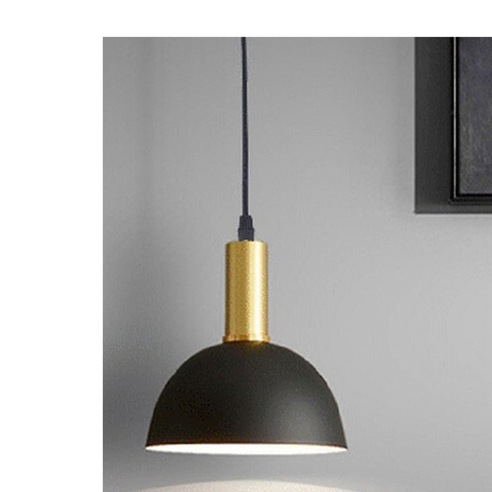 JS-GL-3602-1 - BLACK & ANTIQUE BRASS & WHITE Metal Hanging Light