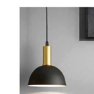 JS-GL-3602-1 - BLACK & ANTIQUE BRASS & WHITE Metal Hanging Light