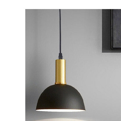 JS-GL-3602-1 - BLACK & ANTIQUE BRASS & WHITE Metal Hanging Light