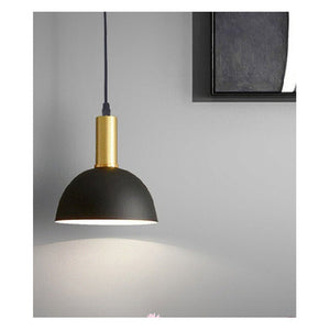 JS-GL-3602-1 - BLACK & ANTIQUE BRASS & WHITE Metal Hanging Light