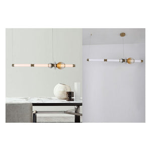 JS-GL-3613A - Antique Brass Metal & Glass & Acrylic Led Chandelier
