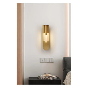 JS-GL-3646-W - Antique Brass Metal & Acrylic Modern Wall Light