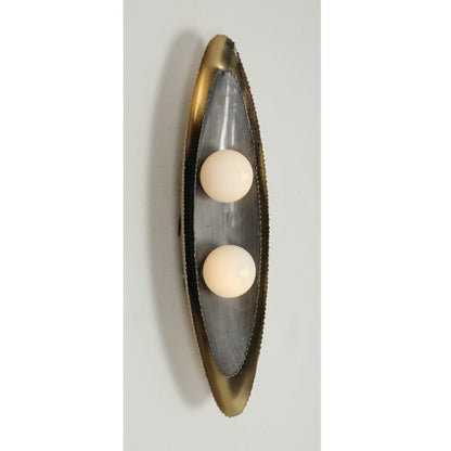 JS-GL-37119-2W - Antique Brass & Antique Grey Metal & Glass Modern Wall Light