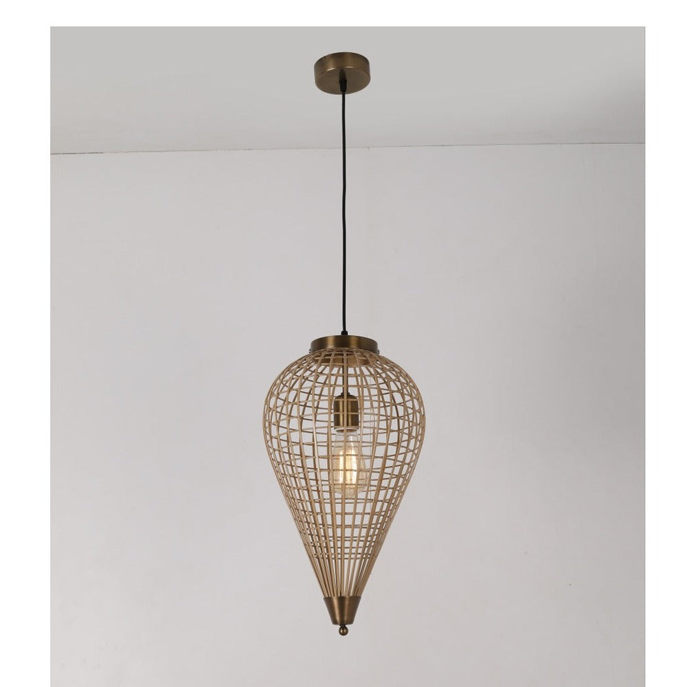 JS-GL-38529-1 - Ivory & Antique Bronze Metal Hanging Light
