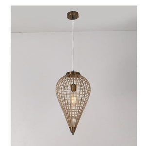 JS-GL-38529-1 - Ivory & Antique Bronze Metal Hanging Light