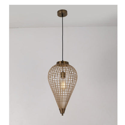 JS-GL-38529-1 - Ivory & Antique Bronze Metal Hanging Light