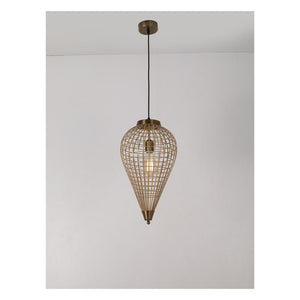 JS-GL-38529-1 - Ivory & Antique Bronze Metal Hanging Light