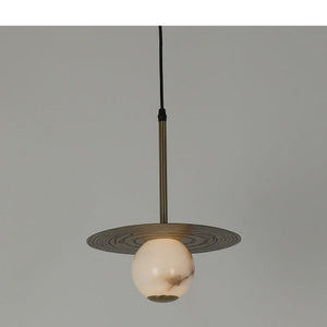 JS-GL-38736 - Antique Brass Metal & Onyx Marble Hanging Light