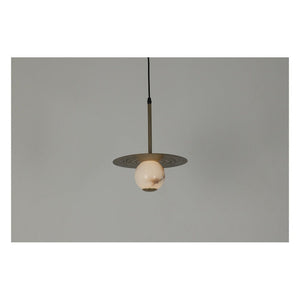 JS-GL-38736 - Antique Brass Metal & Onyx Marble Hanging Light