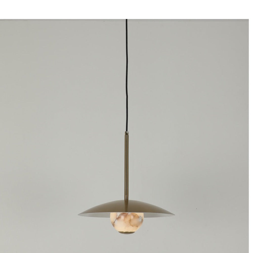JS-GL-38739-1 - Antique Brass & White Metal & Onyx Marble Hanging Light