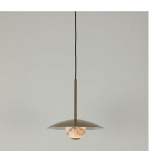 JS-GL-38739-1 - Antique Brass & White Metal & Onyx Marble Hanging Light