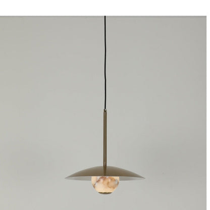 JS-GL-38739-1 - Antique Brass & White Metal & Onyx Marble Hanging Light