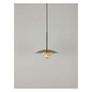 JS-GL-38739-1 - Antique Brass & White Metal & Onyx Marble Hanging Light