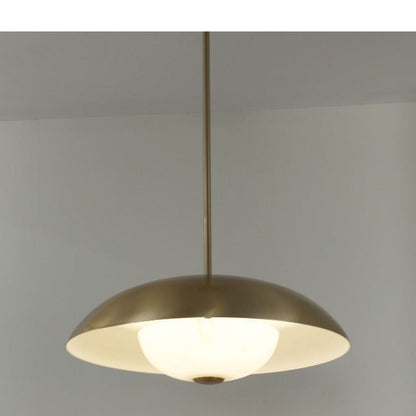 JS-GL-38740-H - Antique Brass & White Metal & Onyx Marble Hanging Light