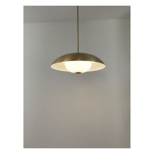 JS-GL-38740-H - Antique Brass & White Metal & Onyx Marble Hanging Light