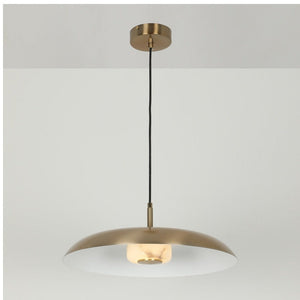JS-GL-38741-H - Antique Brass & White Metal & Onyx Marble Hanging Light