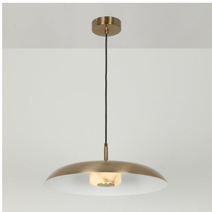 JS-GL-38741-H - Antique Brass & White Metal & Onyx Marble Hanging Light