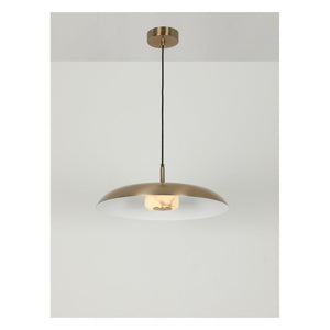 JS-GL-38741-H - Antique Brass & White Metal & Onyx Marble Hanging Light
