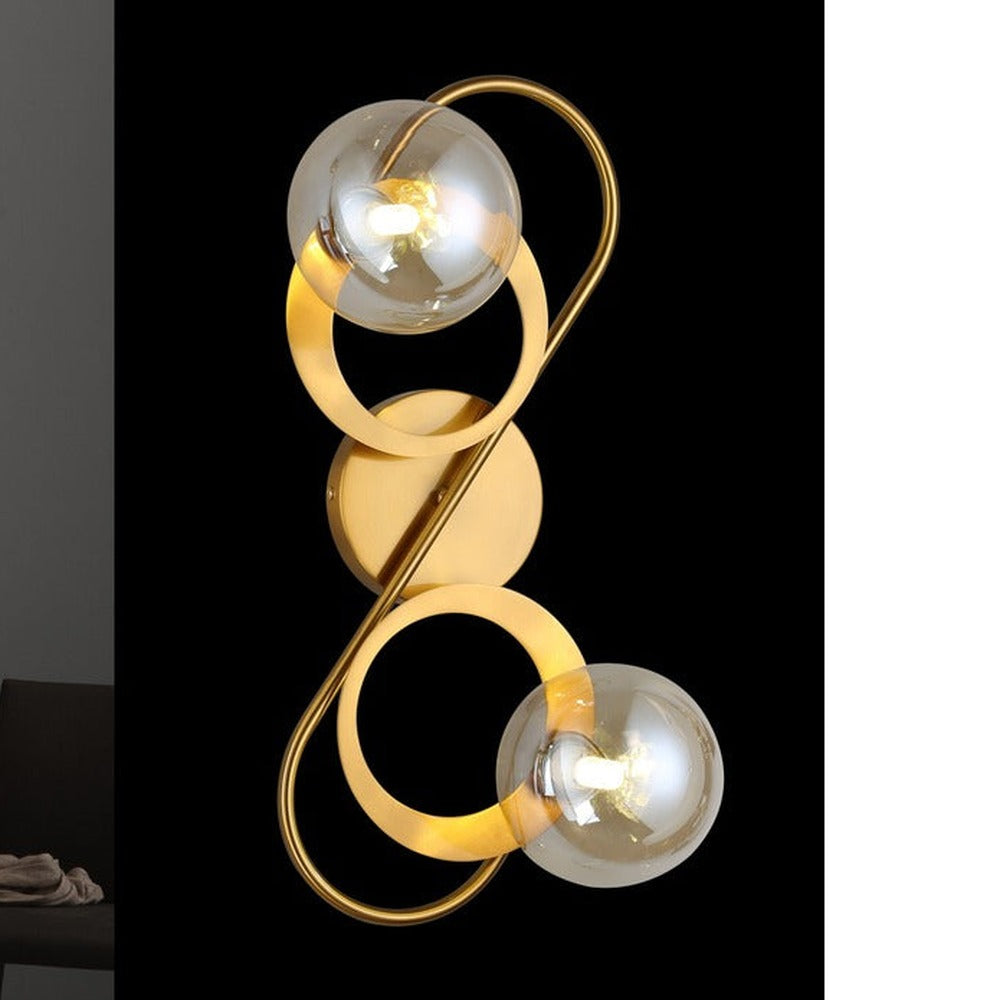 JS-GL-3990-2 - Antique Brass Metal & Glass Modern Wall Light