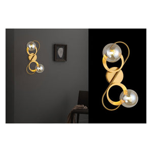 JS-GL-3990-2 - Antique Brass Metal & Glass Modern Wall Light