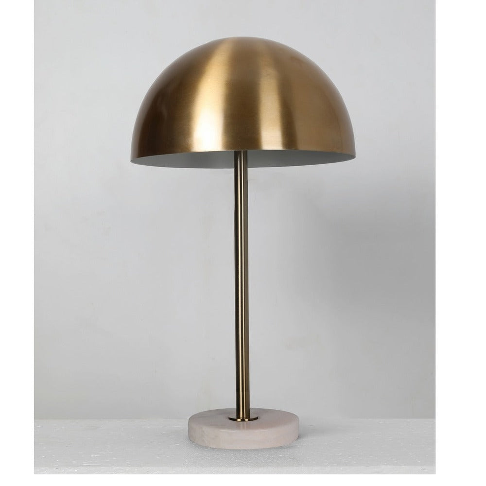 JS-GL-4005-TL WH - Antique Brass & White Metal & Marble Modern Table Lamp