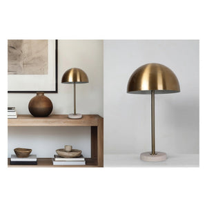 JS-GL-4005-TL WH - Antique Brass & White Metal & Marble Modern Table Lamp