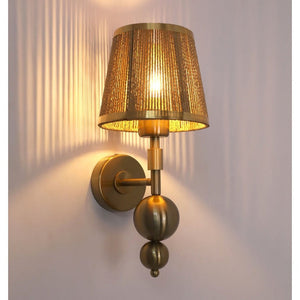 JS-GL-4028-C W - Antique Brass Metal & Threads Modern Wall Light