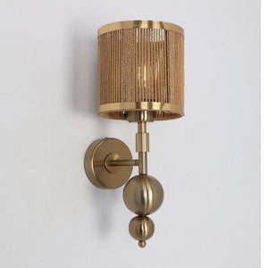 JS-GL-4029-W - Antique Brass Metal & Threads Modern Wall Light