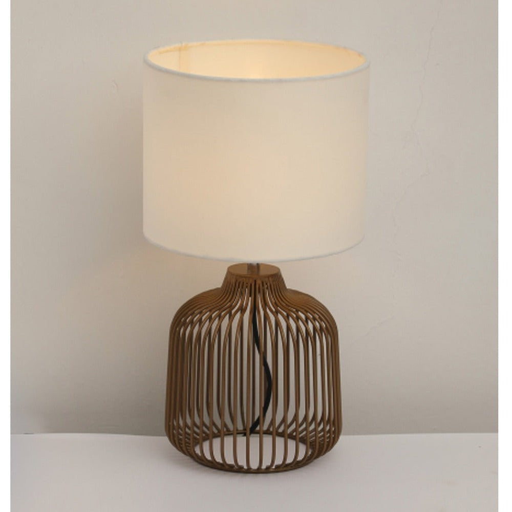 JS-GL-40305-GD - MATT GOLD METAL & FABRIC SHADE Cloth Shading Table Lamp