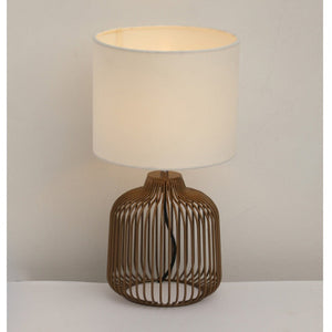 JS-GL-40305-GD - MATT GOLD METAL & FABRIC SHADE Cloth Shading Table Lamp