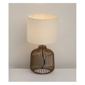 JS-GL-40305-GD - MATT GOLD METAL & FABRIC SHADE Cloth Shading Table Lamp