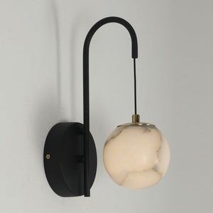 JS-GL-4053-W - Black & Antique Brass Metal Marble Wall Light