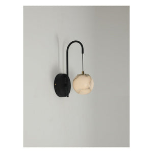 JS-GL-4053-W - Black & Antique Brass Metal Marble Wall Light