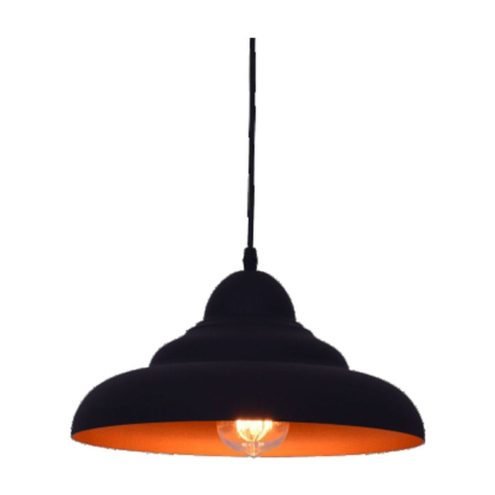 JS-GL-4340-1BK - BLACK & GOLD Metal Hanging Light