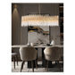 JS-GL-45121D - Champagne Gold Metal & Glass Rectangular Chandelier