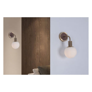 JS-GL-4532-W - Antique Brass & Dark Brown Metal & Glass Modern Wall Light