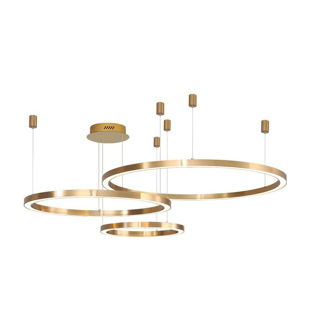JS-GL-4556-3 - Antique Brass Metal & Acrylic Led Chandelier