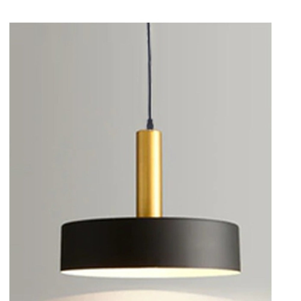 JS-GL-4602-1 - BLACK & ANTIQUE BRASS & WHITE Metal Hanging Light