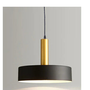 JS-GL-4602-1 - BLACK & ANTIQUE BRASS & WHITE Metal Hanging Light