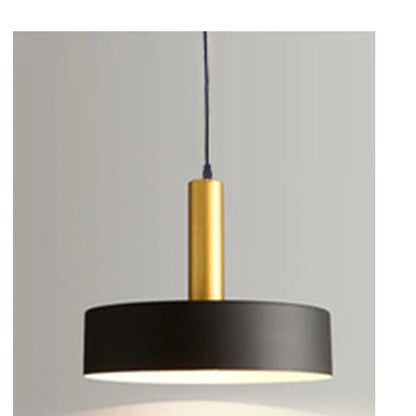 JS-GL-4602-1 - BLACK & ANTIQUE BRASS & WHITE Metal Hanging Light