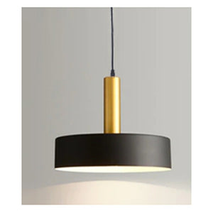 JS-GL-4602-1 - BLACK & ANTIQUE BRASS & WHITE Metal Hanging Light