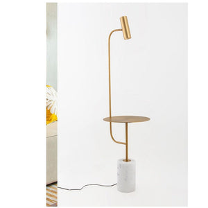 JS-GL-5013-F - Antique Brass Metal Marble Floor Lamp