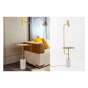 JS-GL-5013-F - Antique Brass Metal Marble Floor Lamp